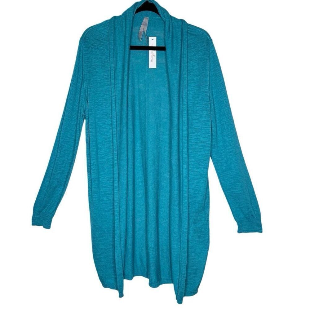 Melissa McCarthy Seven7 Cardigan Sweater Long Open Turquoise Size M NWT Casual